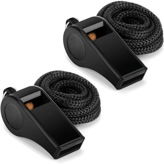 PrimeCook Shop Sports Whistle with Lanyard, Very Loud Black Whistles Great for Coaches, Referees, Outdoor Sports
