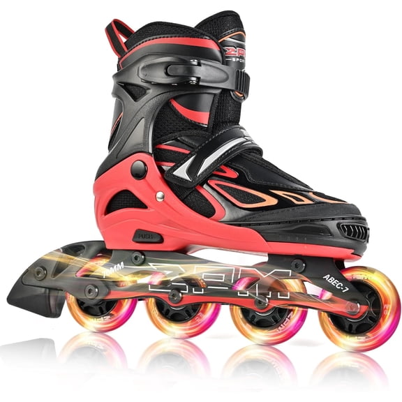 PrimeCook Shop Vinal Girls Adjustable Flashing Inline Skates, All Wheels Light Up, Fun Illuminating Skates for Kids Men Adult Women and Boys