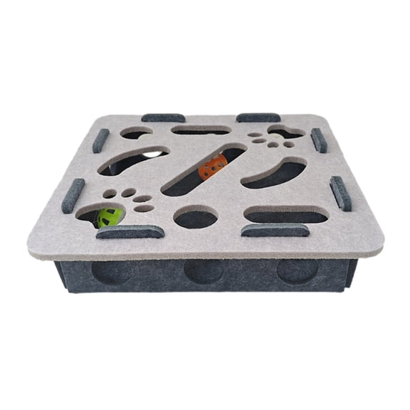 PrimeGo Cat Scratch Enrichment Box Interactive Felt Scratch Toy Fun Maze Box Cat Puzzle Toy with Bell Balls for Indoor Cats Scratching Mental Stimulation