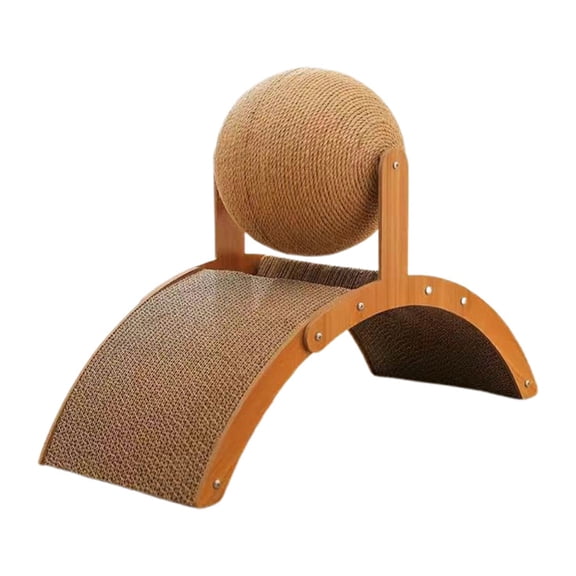 PrimeGo Cat Scratching Arch And Ball Interactive Cat Scratching Ball Arched Scratch Pad with Wooden Frame Curved Scratcher for Cats to Play Stretch And Scratch