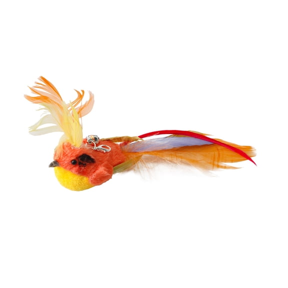 PrimeGo Cat Teaser Wand Replacement Plush Bird with Feathers And Bell Interactive Cat Toy Jingling Cat Teaser Stimulates Hunting Instincts for Kittens Chasing