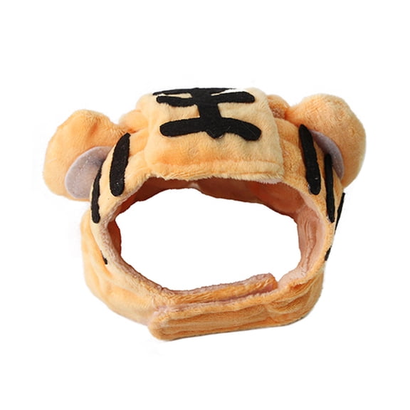 PrimeGo Cat Tiger Hat Cute Plush Tiger Hat with Ears Warm Adjustable Pet Hat with Ear Holes for Kittens Small Dogs Party Cosplay Photo Prop