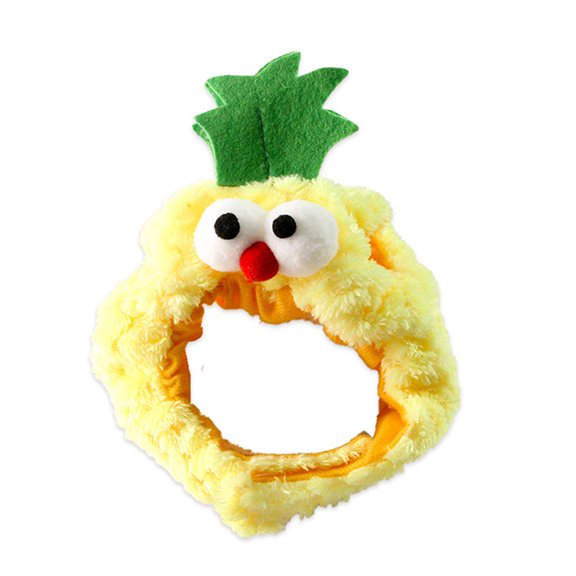 PrimeGo Cute Fruit Cat Hat Plush Pineapple Kitten Hat with Eyes Adjustable Watermelon Strawberry Soft Pet Hat for Cats And Small Dogs Party Costume Photo Prop