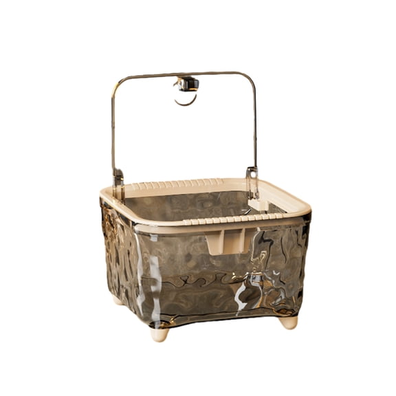 PrimeGo Desktop Trash Can Transparent Water Ripple Trash Bin with Press Lid Office Wastebasket for Home Bedroom Kitchen Table