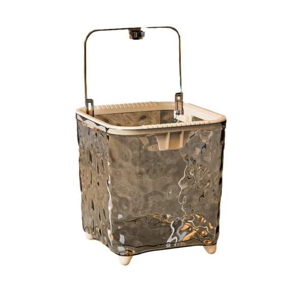 PrimeGo Desktop Trash Can Transparent Water Ripple Trash Bin with Press Lid Office Wastebasket for Home Bedroom Kitchen Table