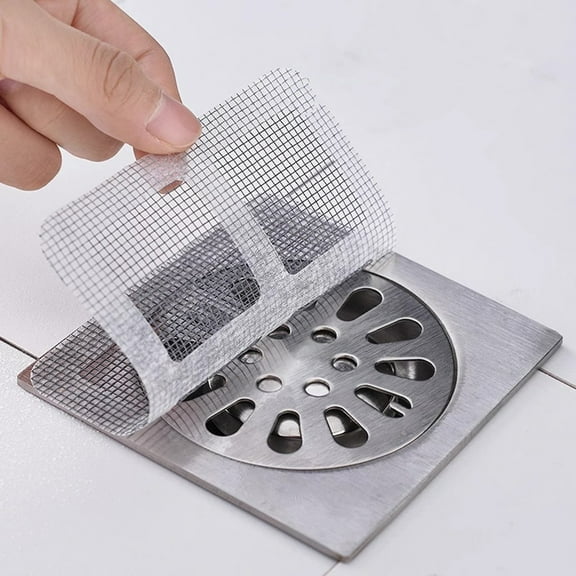 PrimeGo Disposable Hair Drain Stickers Floor Drain Mesh Stickers, Smooth Water Flow Hair Catcher Shower Drain Cover Adhesive Fine Grid Filter for Sinks Bathtubs