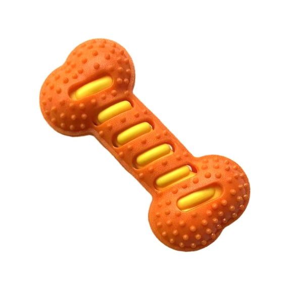 PrimeGo Dog Bone Toy Squeaky Chew Toy Textured Rubber Bone Safe Teeth Cleaning Toy for Teething Puppies And Large Dogs Oral Care