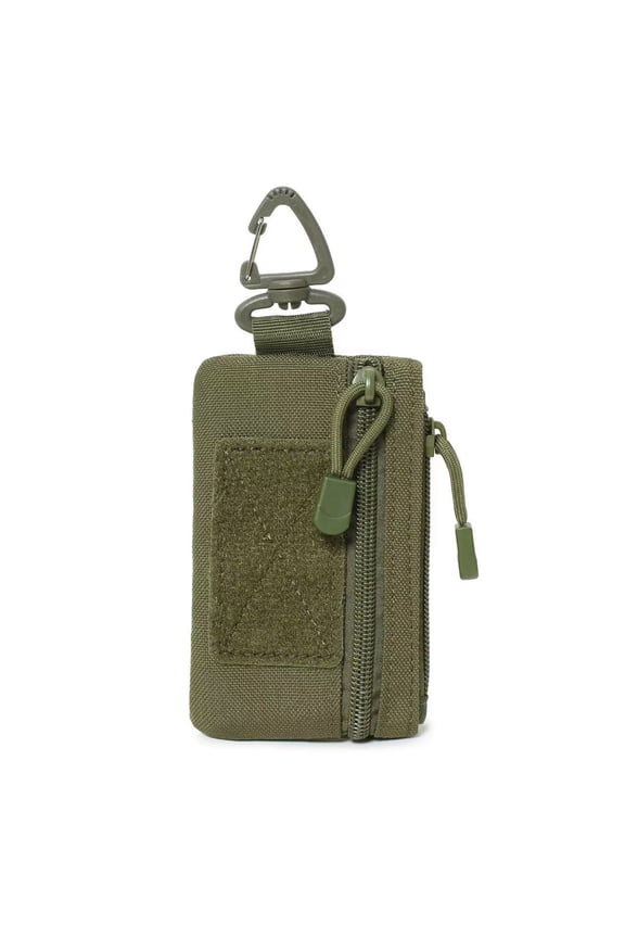 Mini Tactical Pouch Zippered EDC Utility Pouch with Carabiner Military Keychain Pouch Wallet for Belt Backpack Camping Hiking Hunting