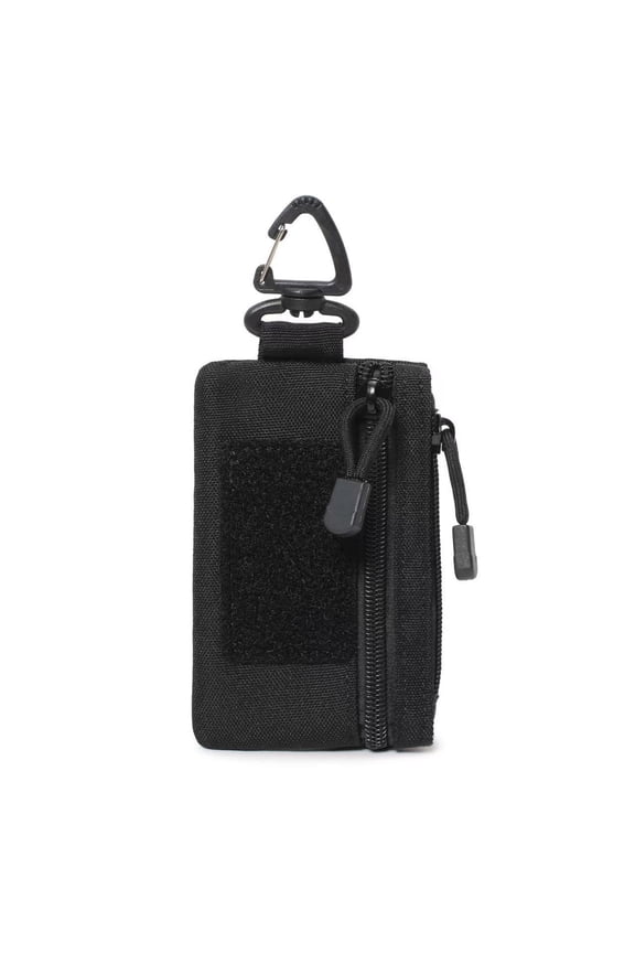 Mini Tactical Pouch Zippered EDC Utility Pouch with Carabiner Military Keychain Pouch Wallet for Belt Backpack Camping Hiking Hunting