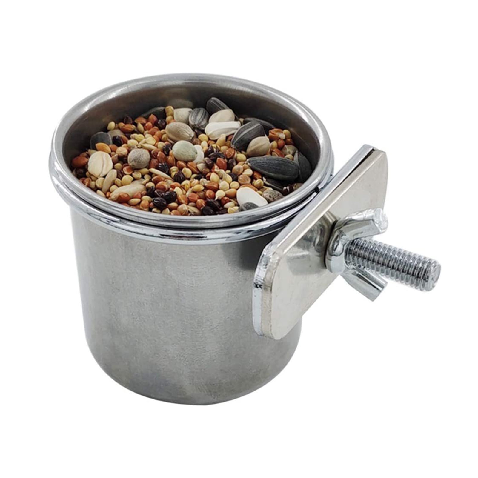 PrimeGo Parrot Feeding Cup Stainless Steel Hanging Bowl Antiturnover