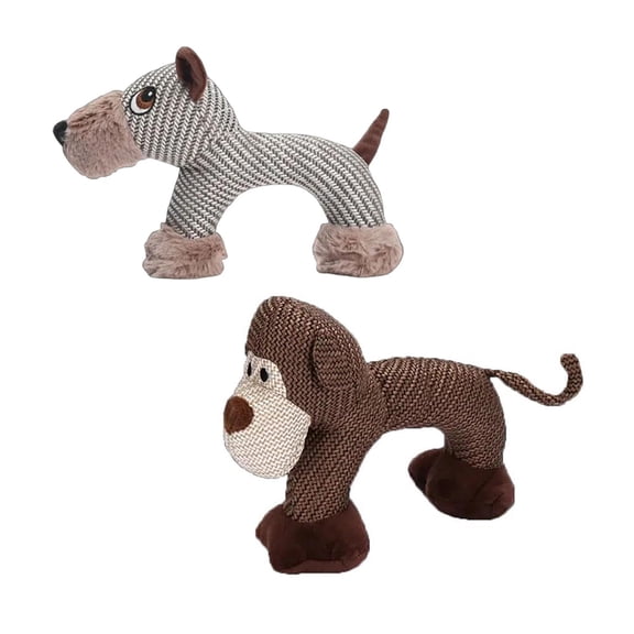 PrimeGo Plush Dog Chew Toy Squeaky Linen Stuffed Animals Interactive Puppy Teething Toy for Small And Medium Dogs Teeth Cleaning