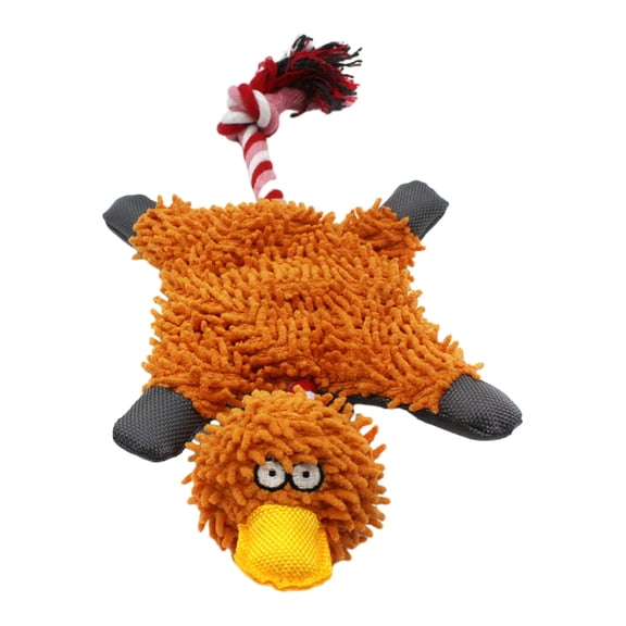 PrimeGo Plush Duck Dog Toy Indestructible Stuffed Animal Squeaky Toy Rope Knot Chew Toy for Aggressive Chewers Puppy Teething And Fetch Play