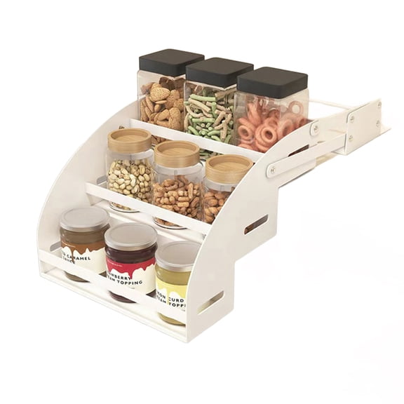 PrimeGo Pull Down Spice Rack 3-Tier Pull Out Spice Organizer Inside Cabinets Space Saving Storage Shelf for Kitchen Upper Cabinet Spice Jars Cans