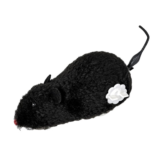 PrimeGo Wind-Up Mouse Cat Toy Plush Mouse with Rotating Tail Automatic Moving Mouse Interactive Cat Toy for Pounce Chasing Hunting Instinct Simulation