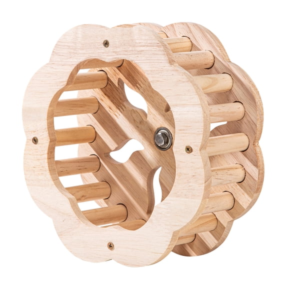 PrimeGo Wooden Bird Perch Toy Interactive Spinning Wheel Parakeet Perch Rotating Wheel Bird Cage Toy for Cockatiels Conures Enrichment And Exercise