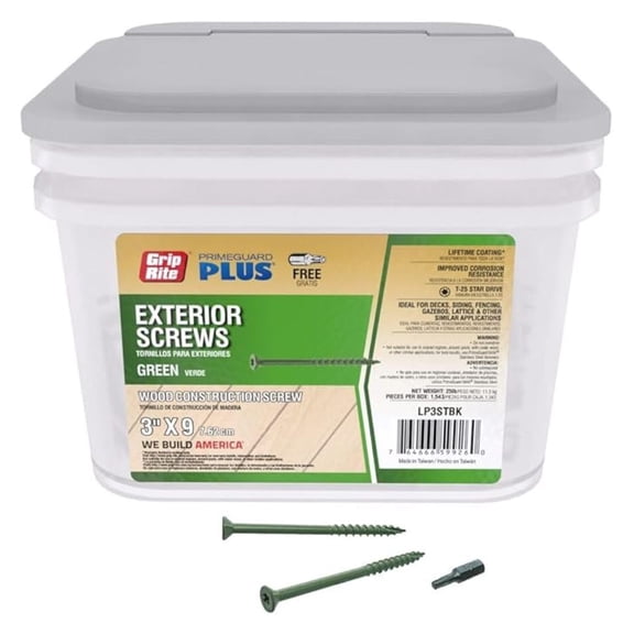 PrimeGuard Plus No. 9 Wire X 3 in. L Green Star Flat Head Deck Screws 25 lb 1 pk
