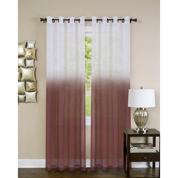 Essence Burgundy Fade Modern Window Curtain Panel, 52" x 63", Panel w/ Grommets