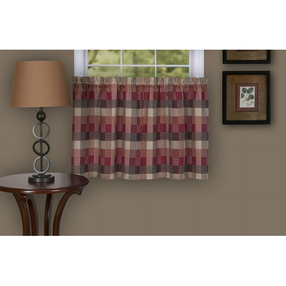PrimeHome Collection Yale - Window Curtain Tier Pair - 57x24 Burgundy