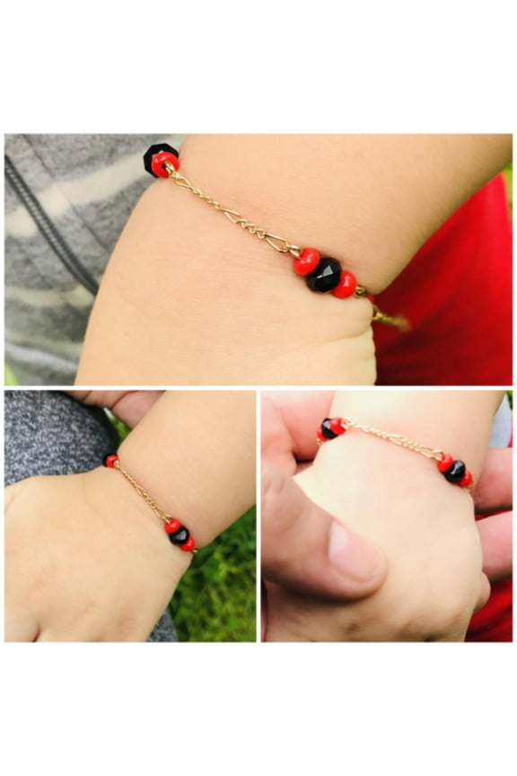 PrimeJerelry269 - 14K Gold Filled Azabache Baby Bracelet, 5.75" New Born Figaro Link Gifts Kids