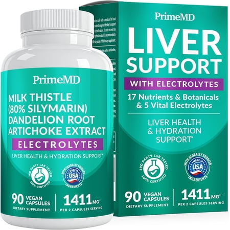 PrimeMD 22-in-1 Liver Support Supplement with Milk Thistle, NAC, and Electrolytes, 90 Count