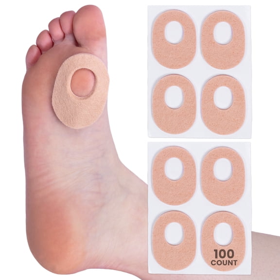 PrimeMed Pedi-pads Non-Slip 1/8in Corn & Callus Remover with 100 Brown Felt Callus Pads, 100 Count