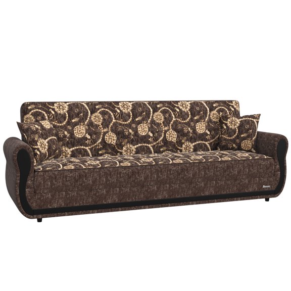PrimeNest Averna Collection Upholstered Convertible Sofabed with Storage, Brown and Grey