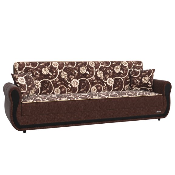 PrimeNest Averna Collection Upholstered Convertible Sofabed with Storage, Brown