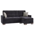 thumbnail image 1 of PrimeNest NimbusFlow Black Microfiber Upholstered Convertible Chaise Lounge with Storage - 3 Seat, 1000lb Capacity, Click-Clack Sleeper (80.3" x 68.8" Bed), Turkish Made, Modern Living Room Furniture, 1 of 9