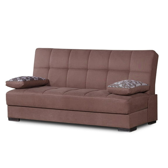 PrimeNest Sovo Collection Upholstered Convertible Sofabed with Storage, Brown