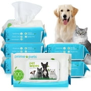 PrimePets 600 Count Dog Grooming Wipes, Pet Cleaning Deodorizing Wipes for Dogs & Cats, 6 Pack