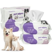 PrimePets 8x8 in Pet Grooming Wipes for Dogs Cats, Jumbo Deodorizing Wipes, Lavender Scented,400 Ct