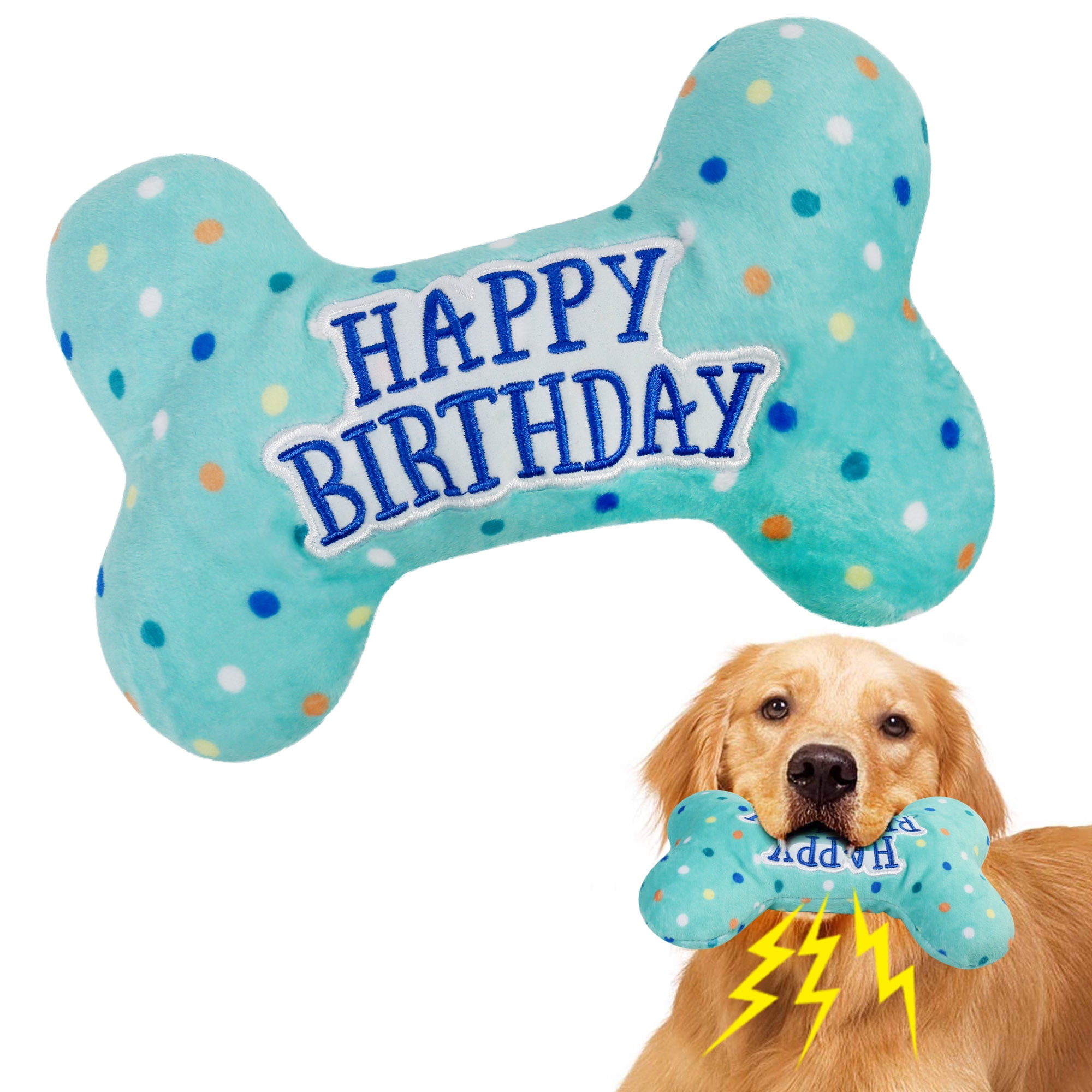 PrimePets Dog Birthday Toys Plush Dog Crinkle Squeaky Toys Dog Chew Toys Bone Walmart