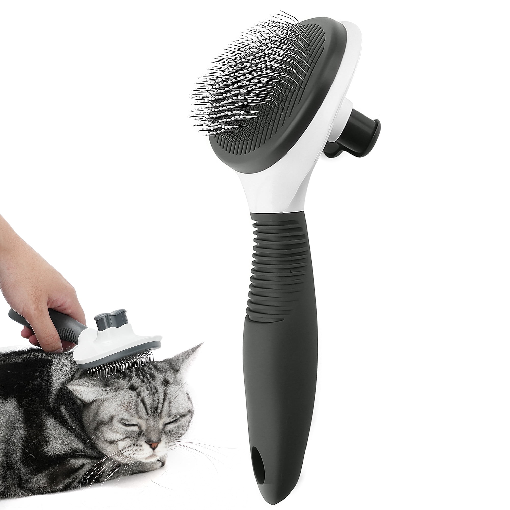 PrimePets Cat Brush with Push Button, Self Cleaning Slicker Brush for Dogs & Cats Shedding Grooming