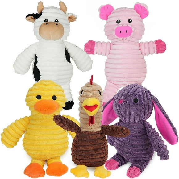 PrimePets Dog Toys, Plush Dog Squeaky Toys, 5 Pack Stuffed Cute Dog Gift Toys for Large Dogs, Puppy