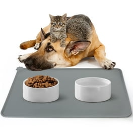 Dog Food Mat, Silicone Dog Cat Bowl Mat, Non Slip Pet Feeding Mat  Waterproof Dog Placemat for Small Animals (18.5x11.8, Grey)