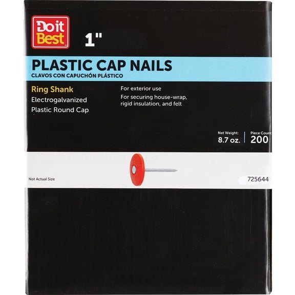 PrimeSource Do it Ring Electrogalvanized Shank Plastic Cap Nail - Pack of 4