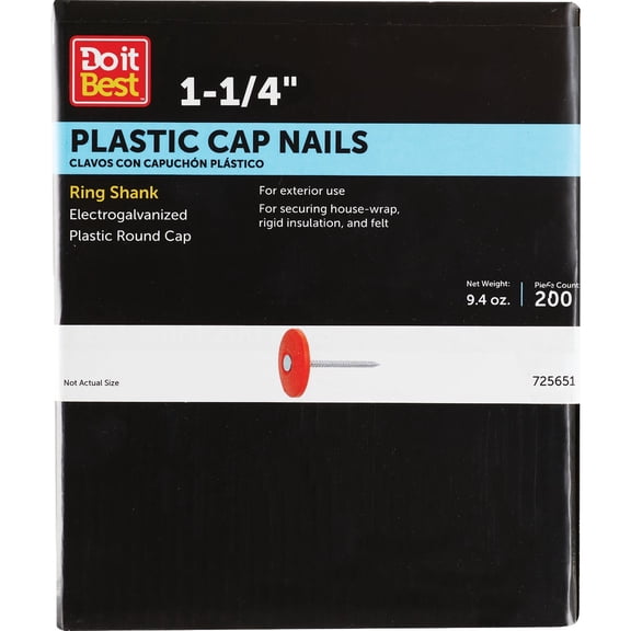 PrimeSource Do it Ring Electrogalvanized Shank Plastic Cap Nail - Pack of 4