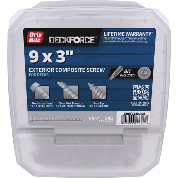 PrimeSource Grip-Rite DeckForce Composite Deck Screws - Pack of 8