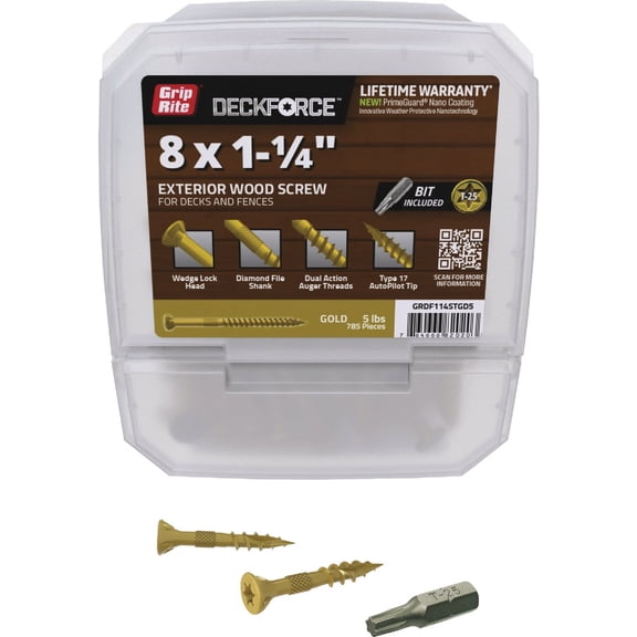 PrimeSource Grip-Rite DeckForce PrimeGuard Nano Deck Screws - Pack of 8