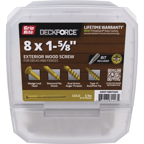 PrimeSource Grip-Rite DeckForce PrimeGuard Nano Deck Screws - Pack of 8