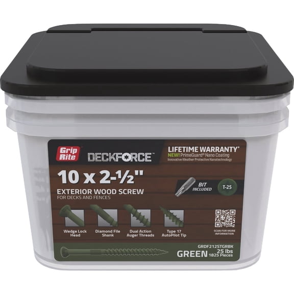 PrimeSource Grip-Rite DeckForce PrimeGuard Nano Deck Screws - Pack of 8