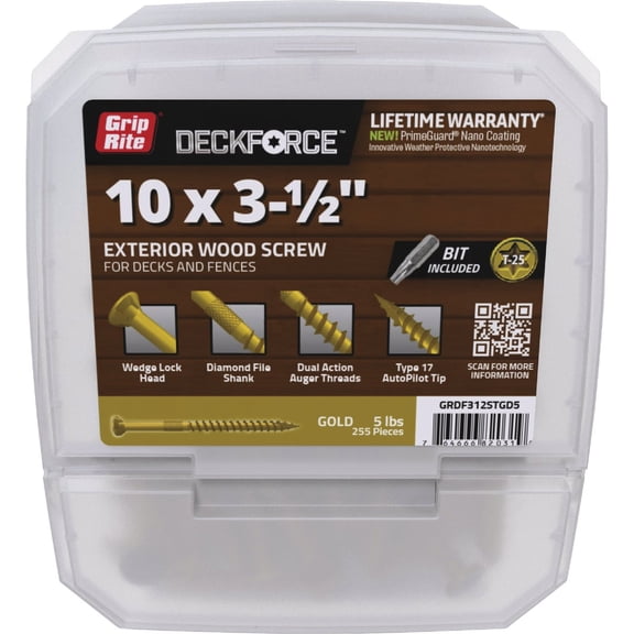 PrimeSource Grip-Rite DeckForce PrimeGuard Nano Deck Screws - Pack of 8