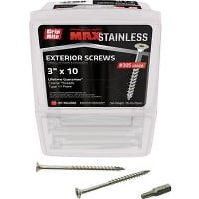 PrimeSource Grip-Rite Max Stainless Steel Deck Screws - Pack of 10