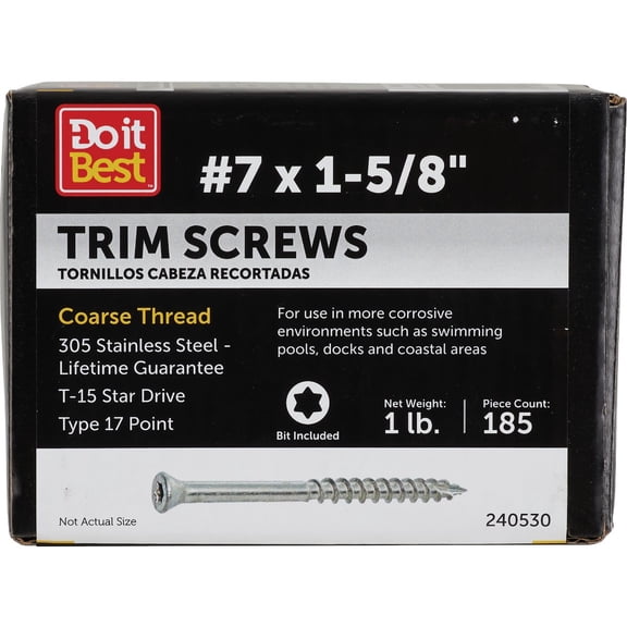 PrimeSource Grip-Rite Max Stainless Steel Deck Screws - Pack of 6