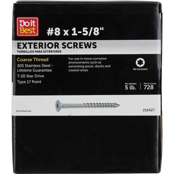 PrimeSource Grip-Rite Max Stainless Steel Deck Screws - Pack of 6