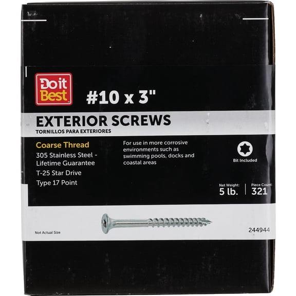 PrimeSource Grip-Rite Max Stainless Steel Deck Screws - Pack of 8