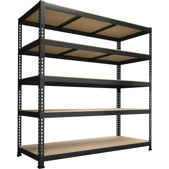 PrimeZone 47" W x 23.6" D x 71" H Large Heavy Duty Storage Shelves - 5 Tier Adjustable Garage Storage Shelving, Metal Storage Utility Rack Shelf Unit for Warehouse Pantry Closet Kitchen, Black