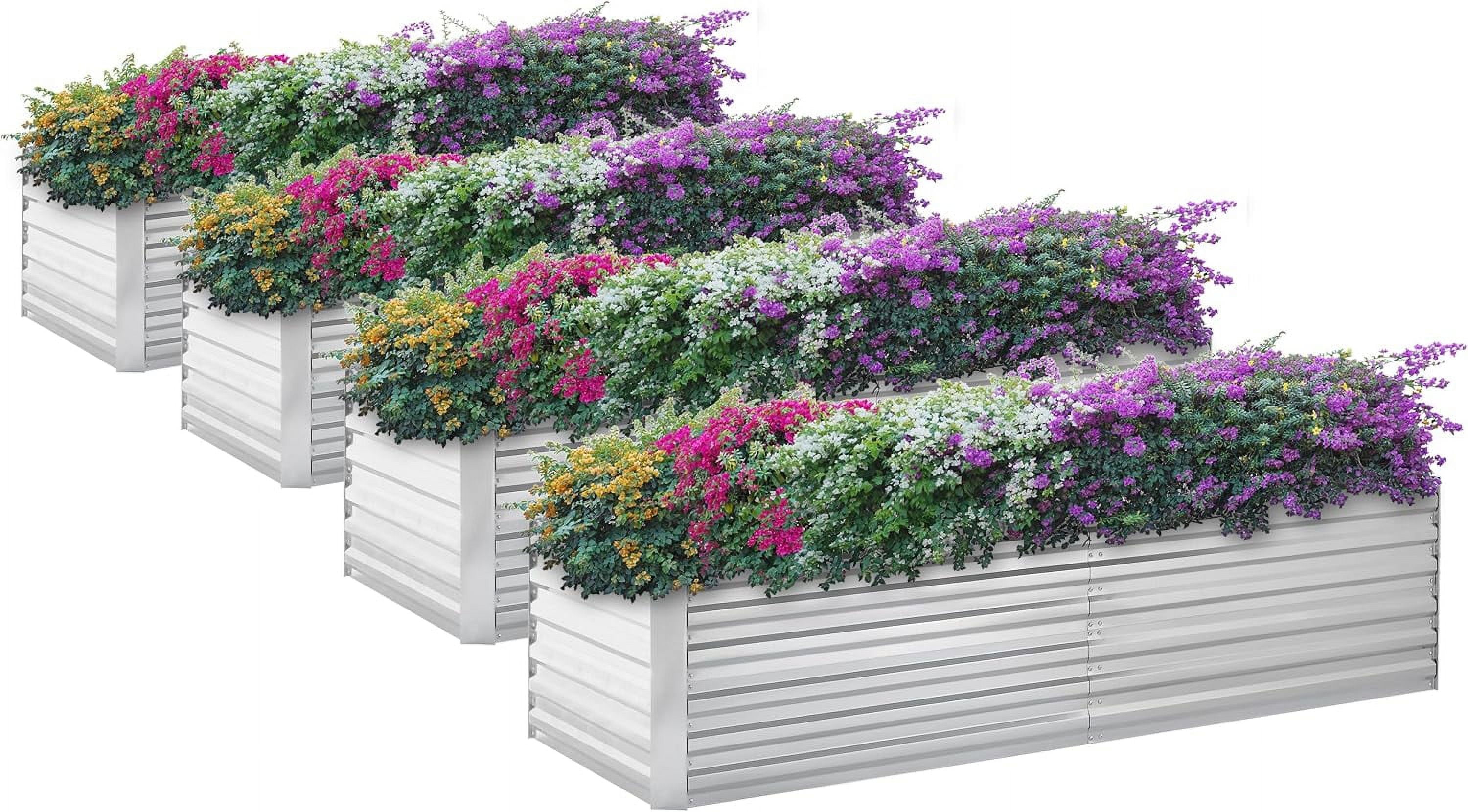 PrimeZone Raised Garden Beds Outdoor 6 Packs 8x4x2 Ft Galvanized