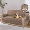 thumbnail image 1 of PrimeBeau Waterproof Reversible Microfiber Quilted Loveseat Pet Cover Protector, Taupe, 1 of 7
