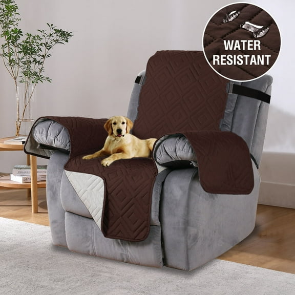 PrimeBeau Waterproof Reversible Quilted Recliner Love Seat Protector, Brown